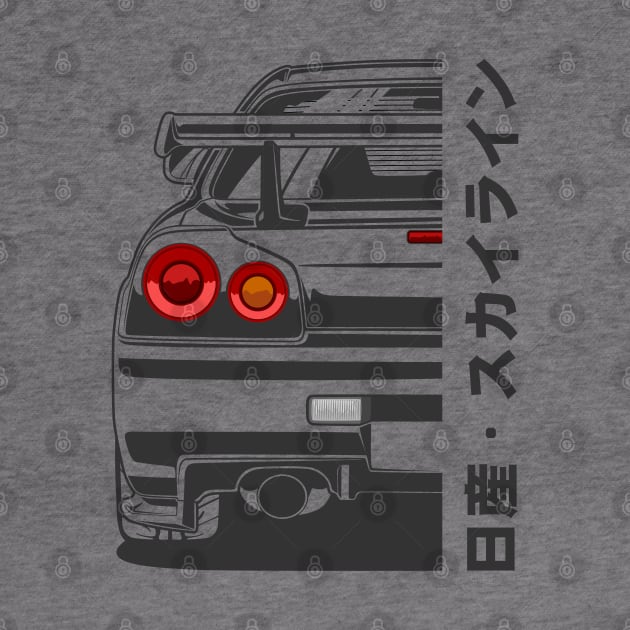 Nissan Skyline GTR R34 Line Art Illustration by idrdesign